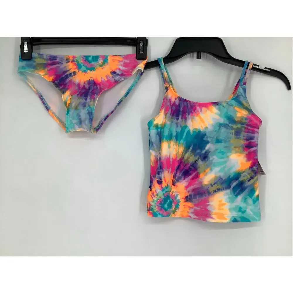 The Children's Place Girl's Medium Teal Tie Dye Beach Two Piece Swimsuit OS4-19